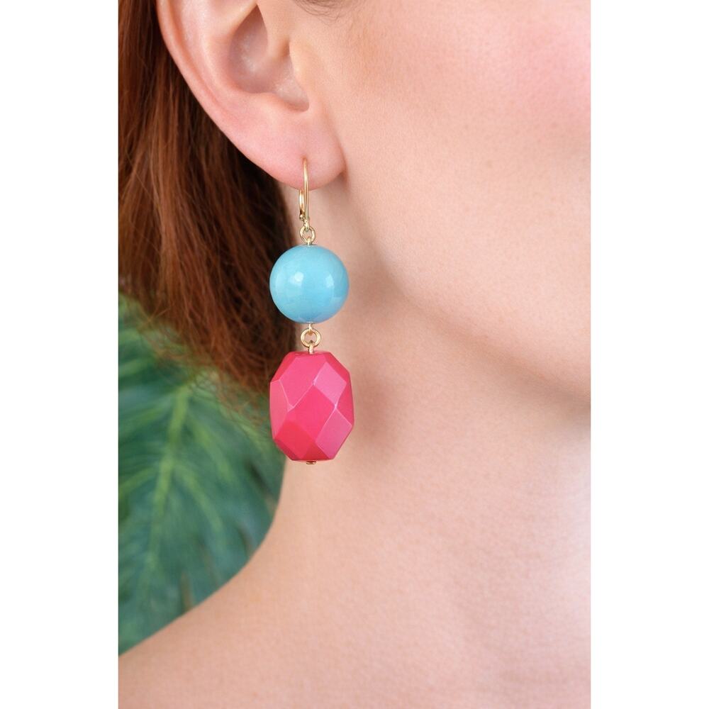 BOGO FREE Stone Ruby pink Beaded earrings